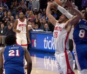 足彩预测-防守建功！保罗·乔治大帽申京 随后乌布雷反击打中扩大领先