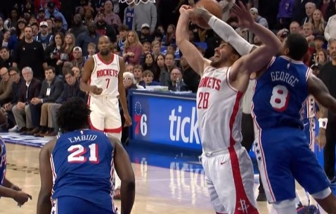 足彩预测-防守建功！保罗·乔治大帽申京 随后乌布雷反击打中扩大领先